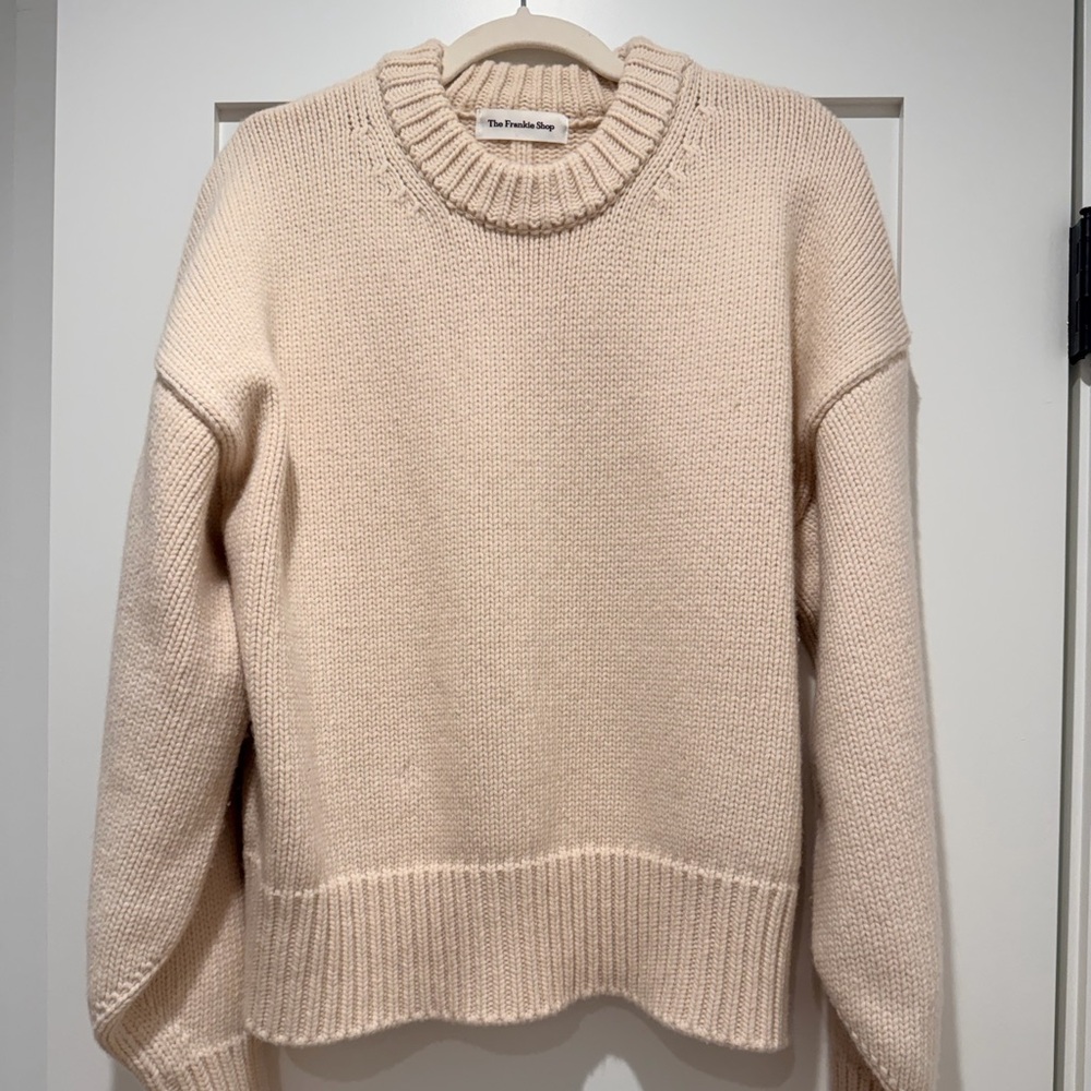 LIKE NEW The Frankie Shop women's crew neck sweater in ivory, size XS/S